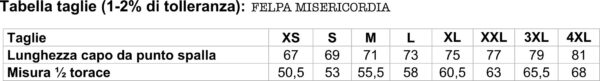 taglie FELPA MISE