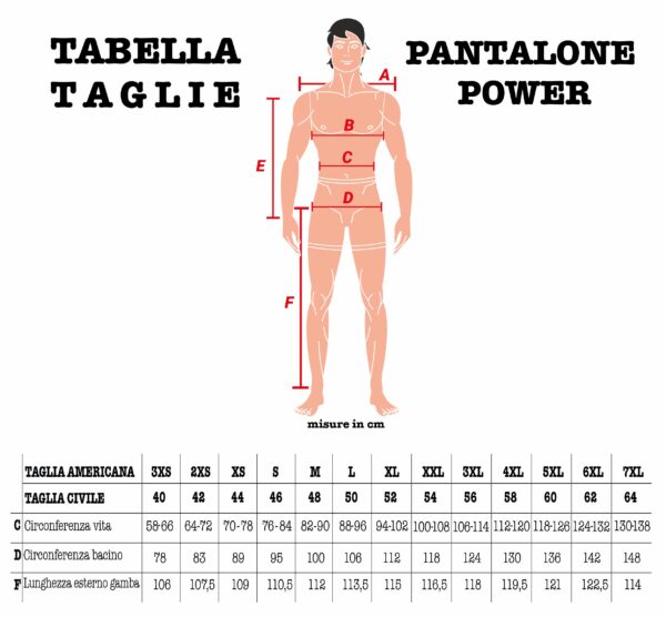 taglie pantalone power